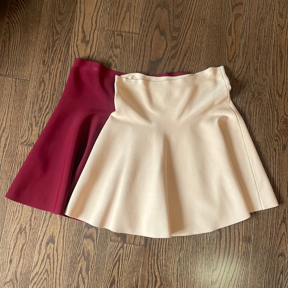 Lot of 2 BCBG Ingrid skirts size L pink and maroon